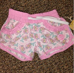 Earth's Nymph Pink and White Cartoon Print Lounge Shorts